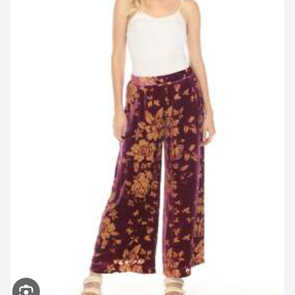 John Mark Purple and Gold Floral Wide-Leg Pants